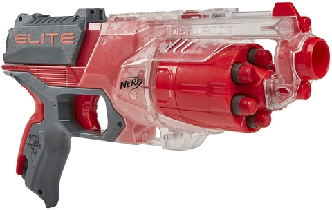 NERF Elite Disrupter Blaster - Slam Fire, Translucent Red