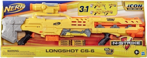 NERF N-Strike Icon Series Longshot CS-6 3 BLASTERS IN 1