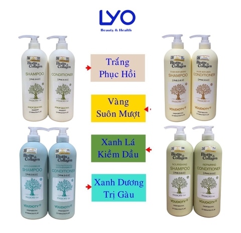 Dầu Gội và Xả Biotin Collagen Voudioty Phục Hồi Tóc 1000ml