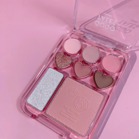a637 - Gogo Tales - Bảng Phấn Mắt & Má 8 Ô, Stick Sweet Heart Powder Blusher Eyeshadow Palette 9.5g