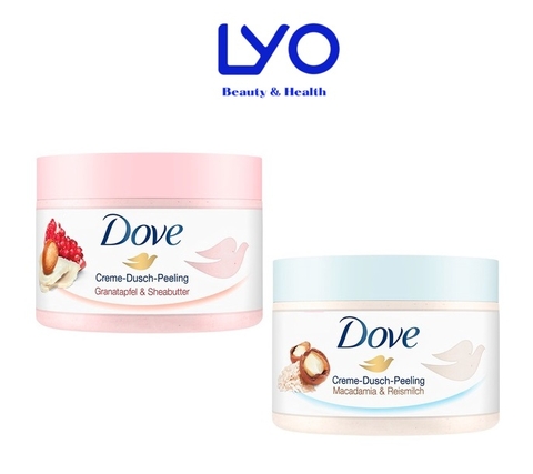 Kem Tẩy Tế Bào chết Dove Bản Đức 225ml (Macadamia - Sữa Gạo)