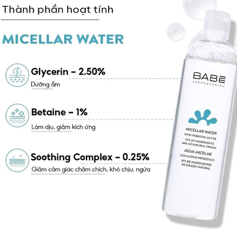 Nước tẩy trang BABE Micellar Water dành cho mọi loại da 250ml