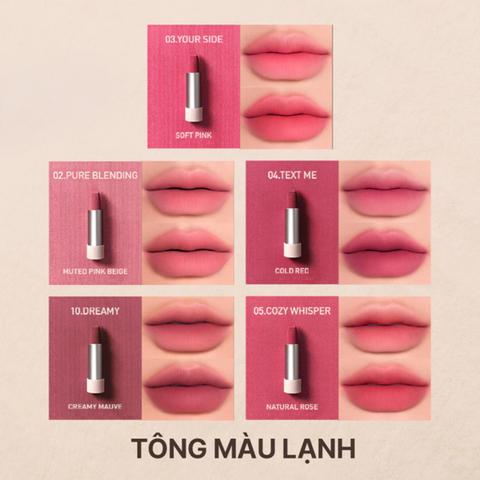 Son Len Mịn Môi 3CE Cashmere Hug Lipstick Hàn Quốc 3.5g