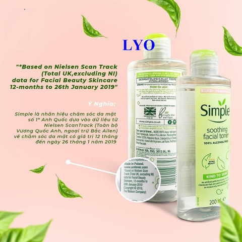 Nước Hoa Hồng Simple Soothing Facial Toner Simple 200ml ( Mẫu cũ )