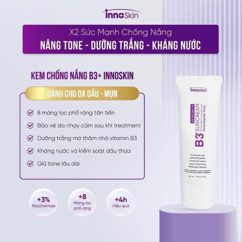 Kem Chống Nắng B3 Innoskin - Nâng Tone - Kiềm Dầu 50g.