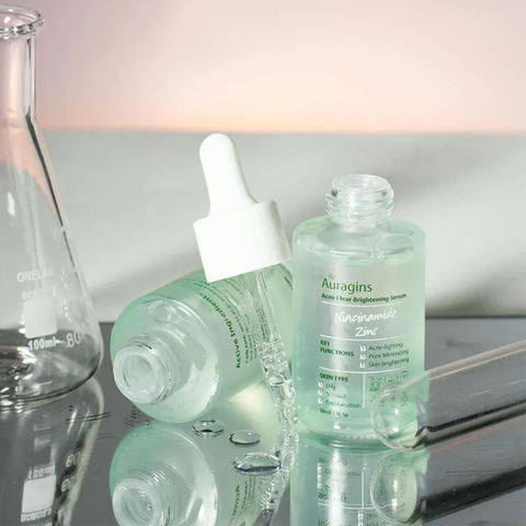 Tinh Chất AURAGINS Cho Da Dầu Mụn The 10% Niacinamide + 1% Zinc Acne Clear Brightening Serum 30ml