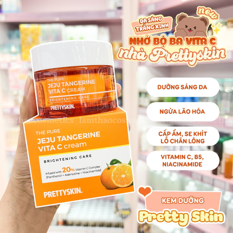 c569 - Kem dưỡng Prettyskin The Pure Jeju Tangerine Vita C 52ml - Dưỡng da sáng mịn, mờ thâm nám