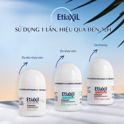 Lăn Nách Khử Mùi EtiaXil Detranspirant Traitement Roll-On Peaux Normales 15ml (Màu Đỏ, Màu Xanh, Màu Nâu))