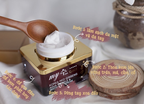 Kem Dưỡng Trắng Da Ngày Và Đêm Hồng Sâm Đỏ My Gold Korea Red Ginseng Aqua Wrinkle & Whitening Cream