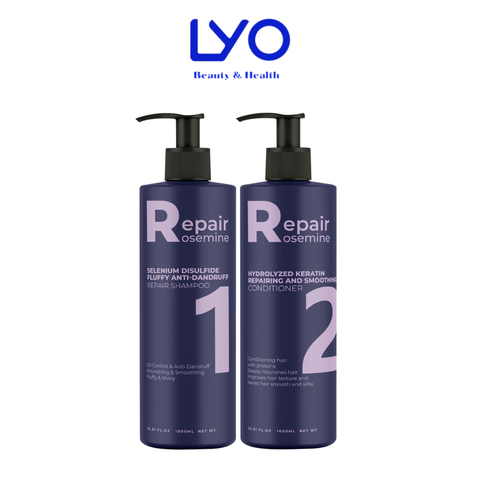 Combo Dầu Gội & Xả Phục Hồi, Làm Phồng Tóc, Giảm Gãy Rụng Rosemine Repair Hàn Quốc 500ml x 2 & 1000ml x 2