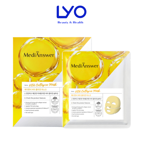 Mặt Nạ Thạch Vàng Collagen Chống Lão Hóa, Cấp Ẩm, Cải Thiện Nếp Nhăn Medianswer Vita Collagen Mask Hàn Quốc 37gx5 Miếng