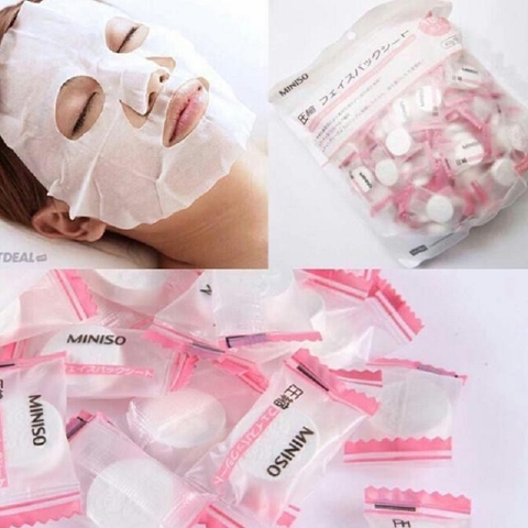 Mặt nạ giấy nén Miniso Nhật Bản nguyên túi