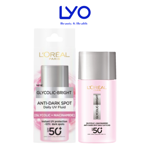 Kem Chống Nắng Tối Ưu Da Nhạy Cảm L’Oréal Paris Glycolic-Bright Anti-Dark Spot Daily Uv Fluid Pháp 50ml