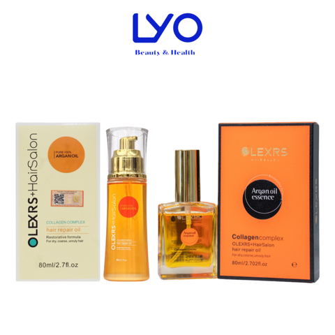 Tinh Dầu Dưỡng Tóc, Phục Hồi Tóc Hư Tổn Olexrs Hairsalon Pure  Argan Oil Essence Collagen Complex Hair Repair Oil 80ml