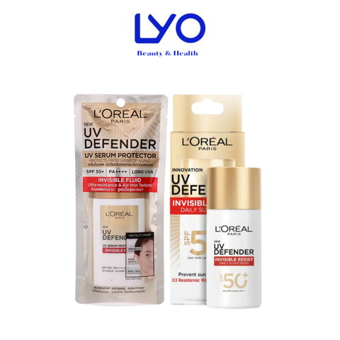 Kem Chống Nắng Thoáng Da, Siêu Mỏng Nhẹ L'Oreal Paris X20 UV Defender Serum Invisible Fluid / Resist Daily Sunscreen SPF50+ PA++++ Loreal 50ml