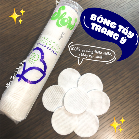 Bông tẩy trang Slowi Ý 120 miếng