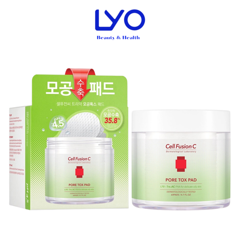 Toner Cotton Pad Làm Sạch Sâu & Se Khít Lỗ Chân Lông - Chứa PHA Cell Fusion C Pore Tox Pad (60 miếng) Hàn Quốc