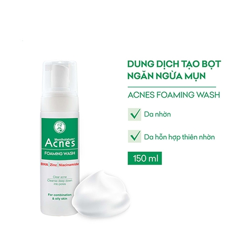 F424 - Dung dịch tạo bọt ngừa mụn ROHTO Acnes Foaming Wash 150ml