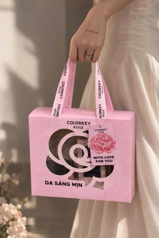 F523 - COLORKEY - Set Quà Da Sáng Mịn Colorkey Rose (Xịt thơm body , Gel tắm, Tẩy da chết body)