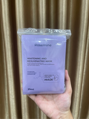 Combo 10 Miếng Mặt Nạ Cấp Ẩm, Phục Hồi, Dưỡng Sáng Da Rosemine Whitening And Rejuvenating Mask Hàn Quốc 25ml