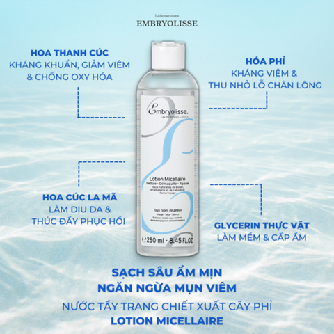 Nước tẩy trang Embryolisse dành cho mọi loại da 100ml