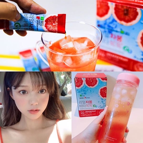Nước ép bưởi đỏ Sanga Real Grapefruit Vita Tok Tok (Hộp 30 gói)