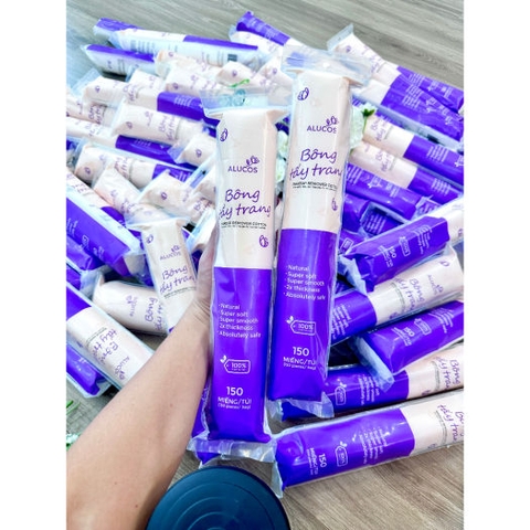 Bông Tẩy Trang Alucos 150 miếng – Cotton Tròn 3 Lớp, Lau Sạch Dịu Nhẹ, Bảo Vệ Da