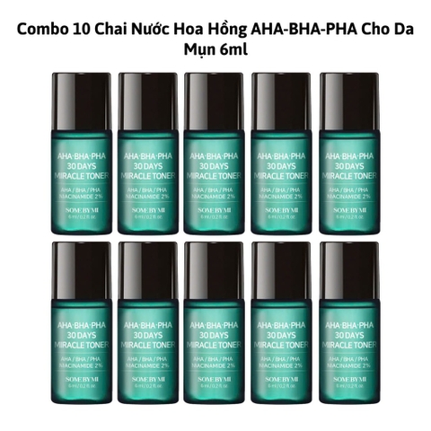a190 - Some By Mi - Combo 10 Chai Nước Hoa Hồng AHA-BHA-PHA Cho Da Mụn 6ml