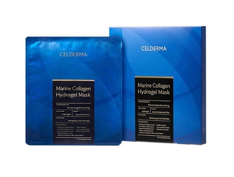 Mặt Nạ Thạch Sinh Học Celderma Marine Collagen Hydrogel Mask 30g (Màu Xanh - Hộp 3 miếng)