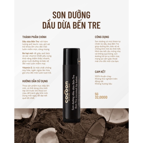 Son dưỡng môi dầu dừa bến tre the Cocoon 5g