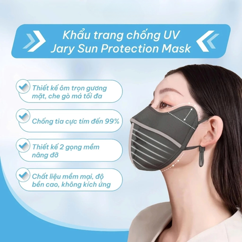 Khẩu Trang Vải, Logo Đổi Màu Chống Tia UV Jary Sun Protection Mask UPF50+