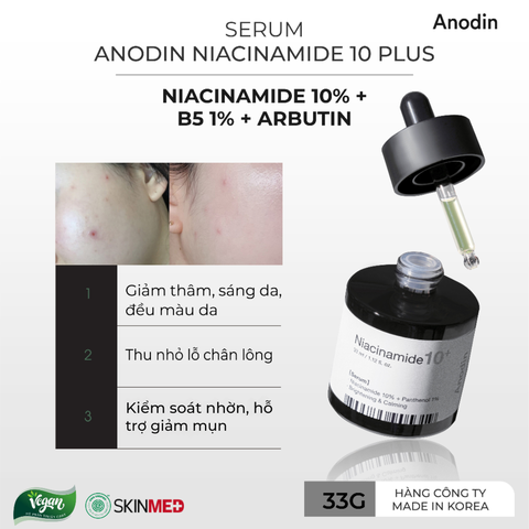 Tinh Chất Serum Dưỡng Trắng Da, Mờ Thâm Nám Anodin Niacinamide 10 Plus Hàn Quốc 33ml