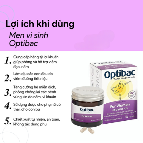 Men vi sinh phụ khoa Optibac For Women Optibac tím 30 viên & 90 viên