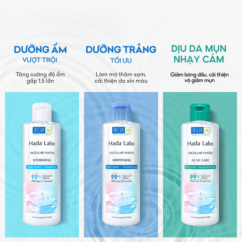 Nước Tẩy Trang Sạch Sâu, Giảm Mụn, Dưỡng Ẩm Da Hada Labo Micellar Water Nhật Bản 240ml
