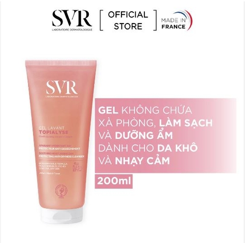 c864 - Sữa Rửa Mặt Pháp SVR Topialyse Gel Lanvant ( Tuýp 200ml - Hồng )