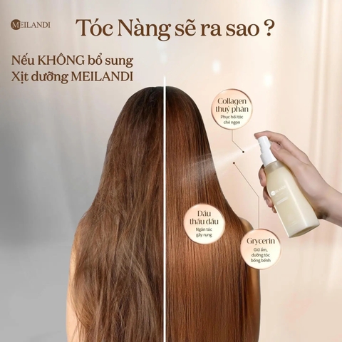 e744 - Xịt dưỡng tóc MEILANDI MOISTURIZE SMOOTH HAIR SPRAY dưỡng ẩm, suôn mượt, chống nhiệt 120ml LYO