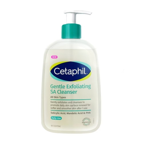Gel rửa mặt làm sạch dầu nhờn, ngăn mụn cho da dầu nhạy cảm CETAPHIL GENTLE EXFOLIATING SA CLEANSER 236ml - 473ml