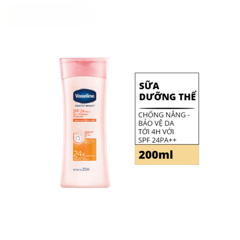 Sữa Dưỡng Thể Chống Nắng và Dưỡng Sáng Da Vaseline Sun+ Pollution Protection SPF24 PA++ 200ml