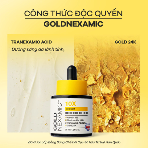 Combo Serum Tinh Chất & Kem Dưỡng Sáng, Mờ Thâm Nám Đa Tầng, Chống Lão Hóa Anodin 10X Goldnexamic Hàn Quốc 30ml Và 35ml