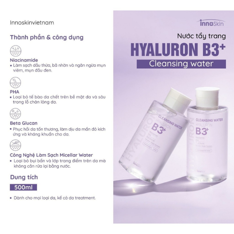 Nước tẩy trang B3 Hyaluron Innoskin 500ml