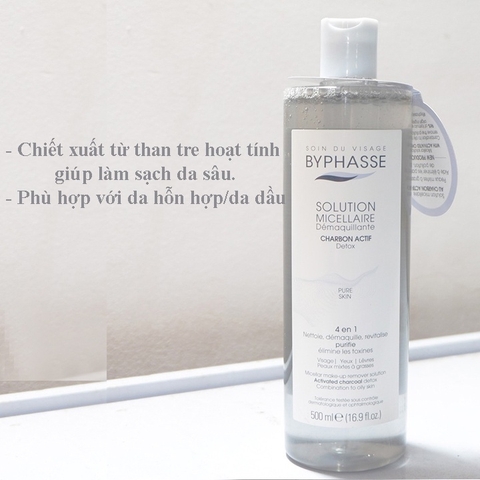 d99 - Nước Tẩy Trang Byphasse Solution Micellaire 500ml Màu Hồng và Xám Than