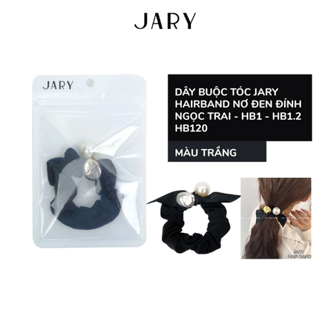 b127 - Jary - Dây Buộc Tóc, Hair Band - HB1 - HB1.2 - Nơ Đen Đính Ngọc Trai