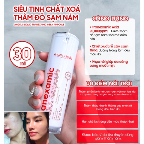Siêu Tinh Chất Xoá Thâm Đỏ, Mờ Sạm Nám Angel's Liquid Tranexamic Mela Ampoule 30ml