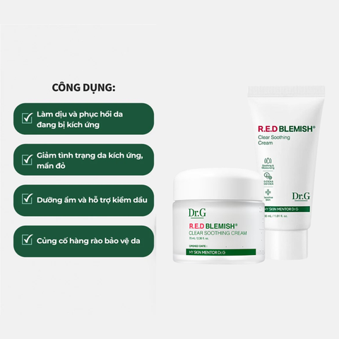 Kem Dưỡng Cho Da Dầu Mụn Dr.G Red Blemish Clear Soothing Cream 30ml