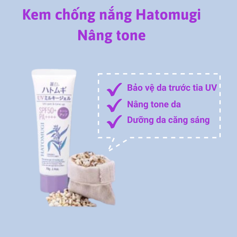 Kem Chống Nắng Hatomugi Dưỡng Trắng Và Nâng Tone SPF50+ PA++++