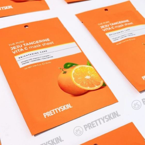 Mặt Nạ Dưỡng Trắng Da Vitamin C Prettyskin pretty skin The Pure Jeju Tangerine VITA C Mask Sheet 25ml (Hộp 10 miếng)