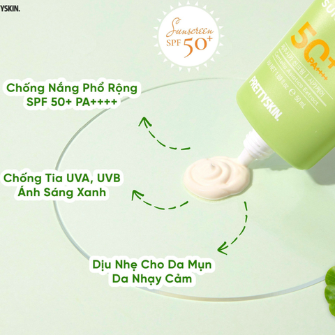 Kem chống nắng Rau Má Prettyskin The pure jeju cica Sun Cream 50ml