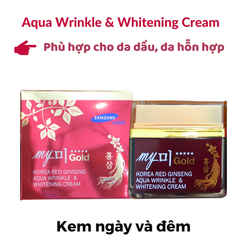 Kem Dưỡng Trắng Da Ngày Và Đêm Hồng Sâm Đỏ My Gold Korea Red Ginseng Aqua Wrinkle & Whitening Cream