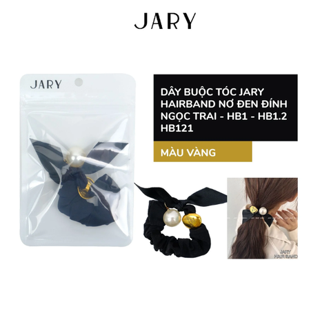 b127 - Jary - Dây Buộc Tóc, Hair Band - HB1 - HB1.2 - Nơ Đen Đính Ngọc Trai