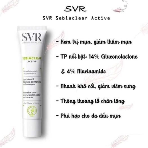 Kem Dưỡng Trị Mụn, Kiểm Soát Dầu SVR Sebiaclear Active Gel 40ml